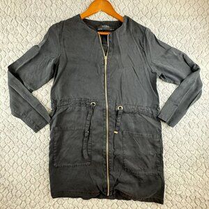 Zara‎ Basic Collection Womens Black Utility Zip Jacket With Pockets Size Medium